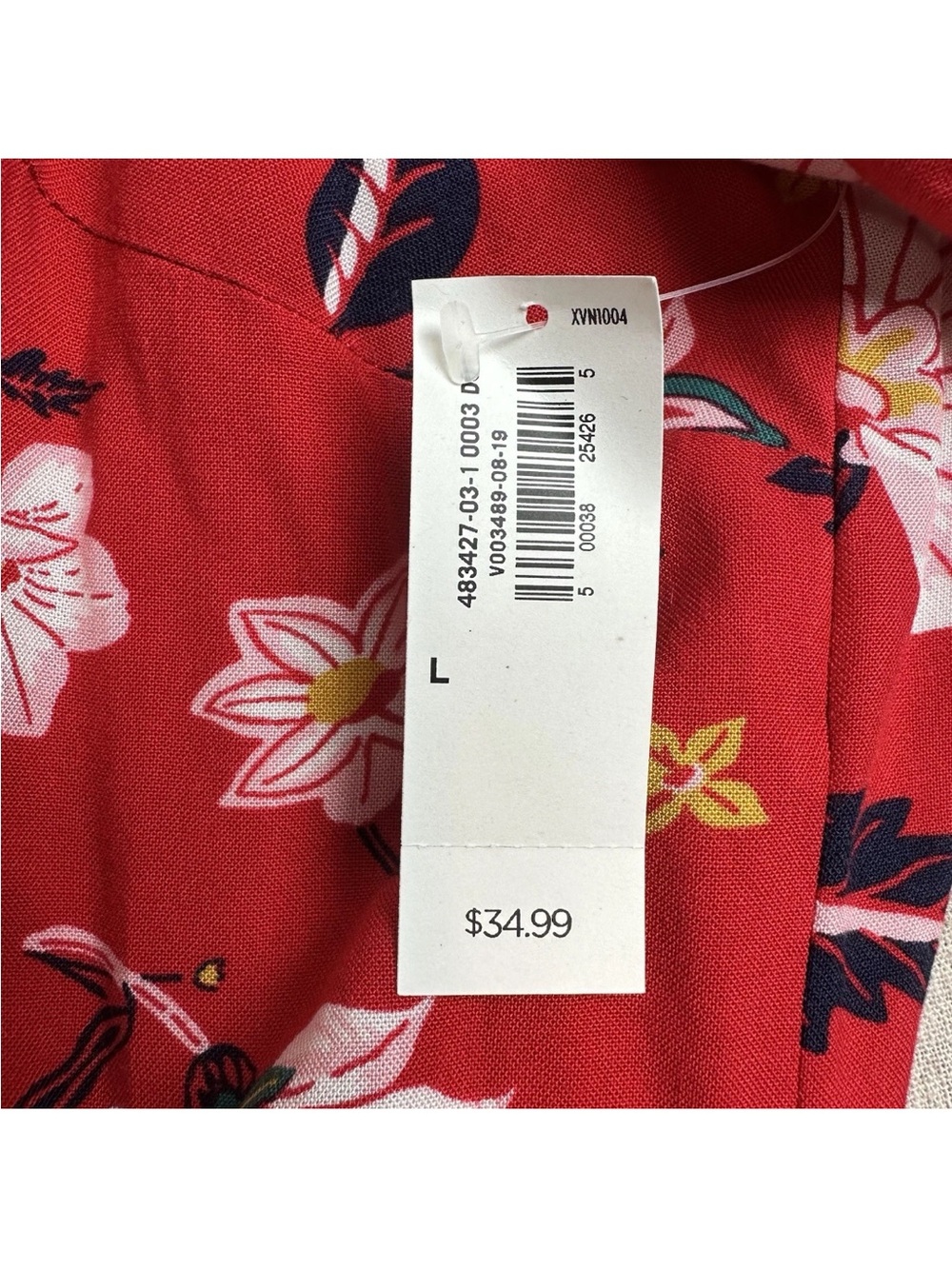 Old Navy Red Floral Blouse Smocked Shoulder Long Sleeve NWT - Picture 8 of 14